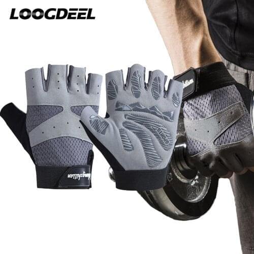 LOOGDEEL Half-Finger Fitness Gloves Breathable Palm Anti-slip Gym Weightlifting Wrist Guard Dumbbell Training Exercise Cycling