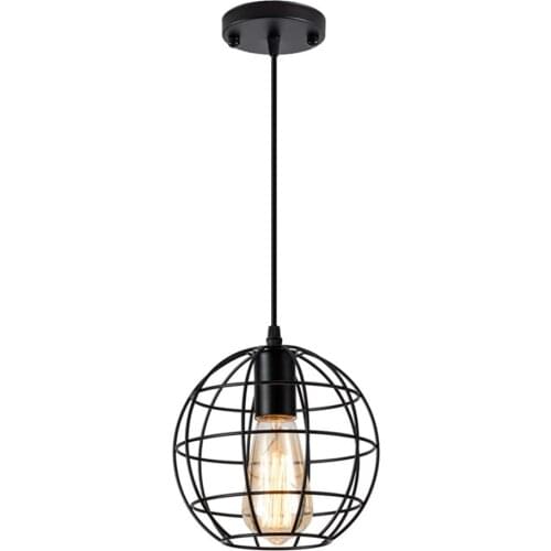 Nordic Loft Retro Iron Cage Hanging Light Fixture American Barn Industrial Vintage Kitchen Pendant Lamps Chandelier