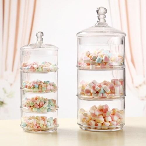 Transparent Glass Three-layer and four-layer candy cans with Wedding dessert decoration candy, snacks, dried fruit jar 4PCS/set