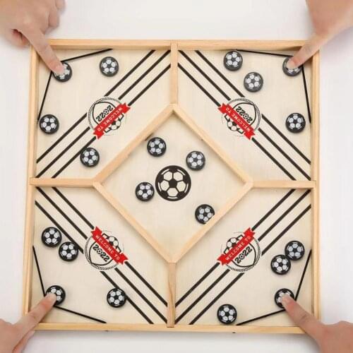 4 People Fast Sling Puck Game Family Wooden Table Hockey Slingshot Battle Board Game Interactive Chess Toys For Adult Children