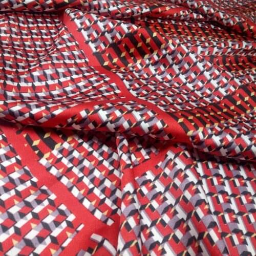 Silk Chiffon Fabric Summer New Dress Chiffon Plaid Printed Fabric Dropping Chiffon