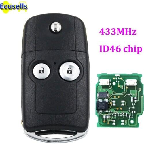 Folding flip keyless entry Remote Key fob 2 Button 433MHZ With ID46 Chip For Honda CRV Civic Jazz