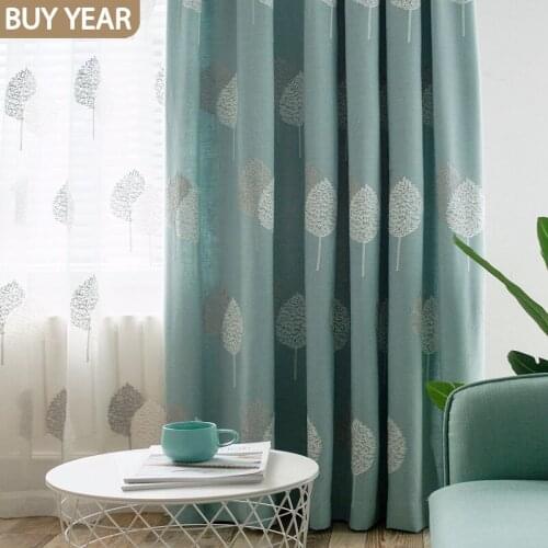 Modern European Style Curtain Cotton Bamboo Knot Cloth Embroidered Curtains for Living Room and Bedrooms