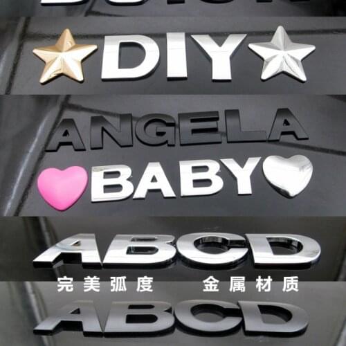 Car styling 25MM 3D DIY Letters Alphabet Emblem Chrome car Stickers Decoration Car Stickers Logo Automobiles Car Accessories