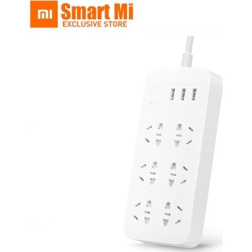 New Arrival Xiaomi Mijia Power Strip 6-bit Socket Charging Plug 250V 2500W Power Strip Socket 3 USB 1.8Meter Standard Interface