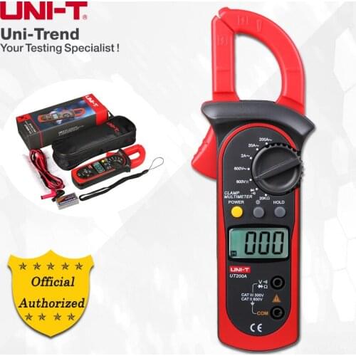 UNI-T UT200A/UT200B AC Digital Clamp Meter; Resistance/Diodet/Low battery indication/Buzzer continuity test, LCD backlight