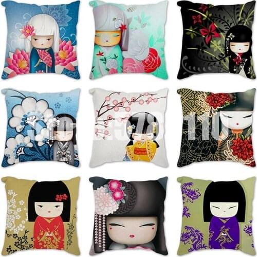 Japanese Girl Princess Polyester Cushion Cover 45*45cm Decorative Pillows Home Sofa Bed Romance Dolls Decoration Pillowcover