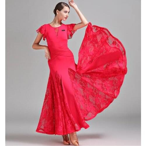 Women Ballroom Dance Dress Standard Ballroom Dance Skirts Ladin Dresses Vestido De Formatura Waltz Lace Dress S7012
