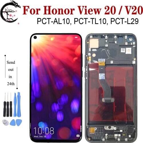 6.4" For Honor V20 LCD With Frame For Huawei Honor View 20 Screen Display Touch Digitizer Assembly Replacement PCT-L29 PCT-TL10