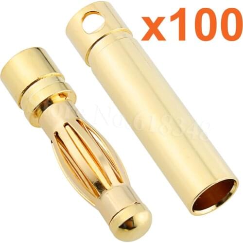100Sets Female Male 4.0mm Gold Bullet Connector Banana Plug for RC Battery ESC Electric Motor Wire Parts