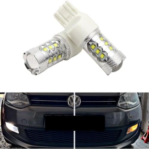 2x White W21/5W 7443 7440 7441 7444 992 T20 80W High Power DRL For Polo 6C (2017)