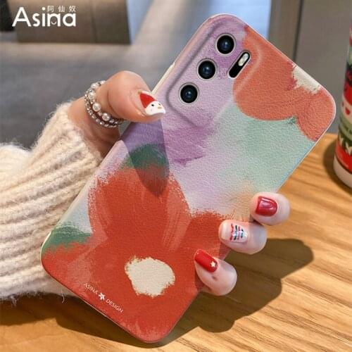 ASINA Imitation Lambskin Case For Huawei P40 P30 Pro Cover Cartoon Bumper Silicone Cases For Nova 7 8 Pro Fashion Coque Couple