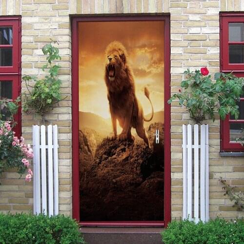 Charm set cross-border supply charm set creative environmental protection 3D lion door stickers refurbished self-adhesive bedroo