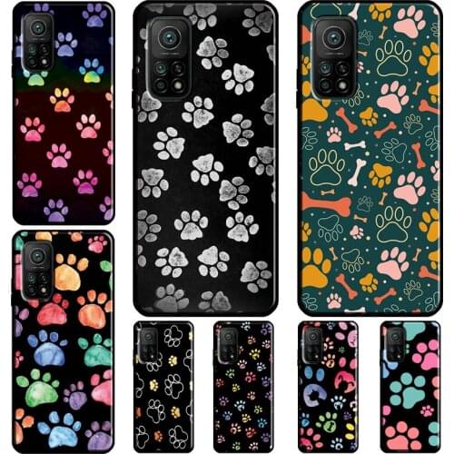 Watercolor Dog Cat Paw Case For POCO X3 Pro F3 F2 F1 M3 Cover For Xiaomi Mi 11 Note 10 Lite Mi 10T Pro 11 Ultra