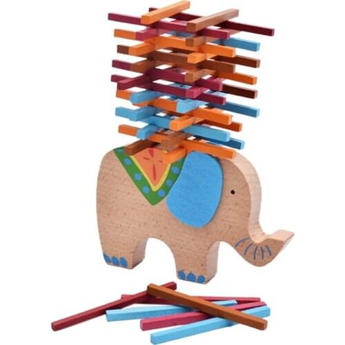 Elephant Shape Wooden Stacking Building Blocks Children Balance Toy for Childrens Hands-on and Parent-Child Game