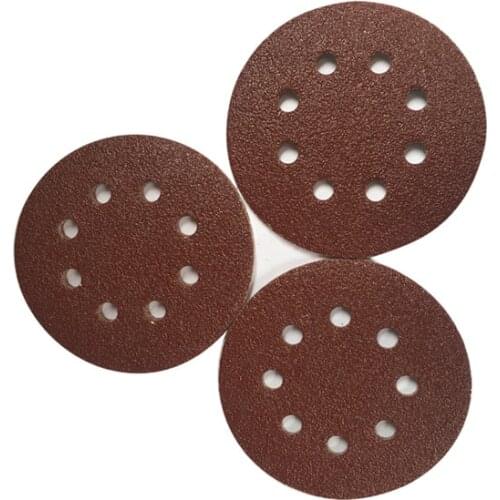 10PCS Red Sand 5-inch 8-hole Disc Sandpaper, Polishing and Polishing Sandpaper Set, Self-adhesive Disc