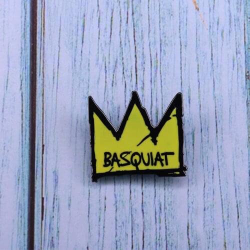Basquiat Crown Enamel Pin Graffiti Pop Art Painter Brooch Fashion Men Jewelry Artist Gift Women Shirts Jackets Accessory Badge