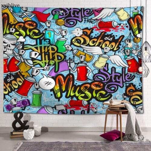 Wall Tapestry Graffiti Art Hippie Background Decorative Wall Hanging For Living Room Bedroom Dorm Room Home Decor 100x150cm