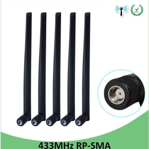 5pcs 433Mhz Antenna 5dbi GSM 433 mhz RP-SMA Connector Rubber waterproof directional antenne wireless Receiver for Lorawan