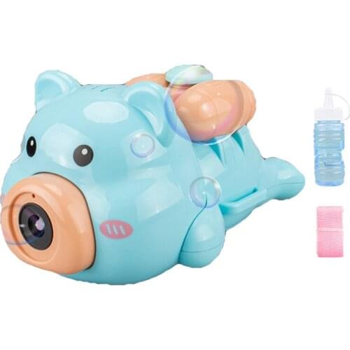 Electric Bubble Maker Piggy Camera Bubble Toy w/ Music & Shutter-Sound Strap Swimming Pool Outdoor Girls Gift Summer Toy