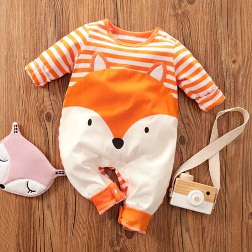 Newborn Baby Boy Clothes Cartoon Fox Child Costume New Born Girl Romper Onesie Infant Toddler Fall Jumpsuits Babygrow Overalls