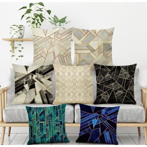 Hot Green Cool Sofa Geometric Creativity Home Office Pillow Case Car Waist Top Quality Gold Green Living Room Decoration Cushion