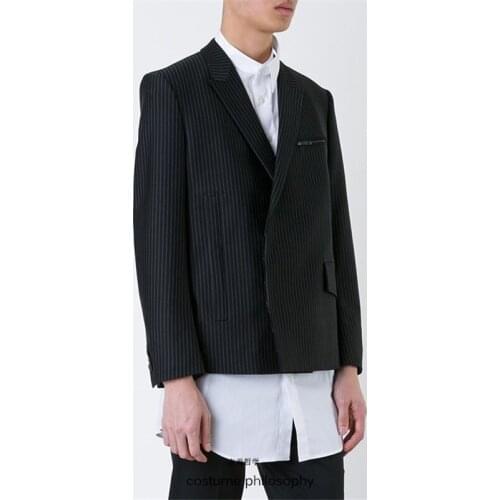 M-6XL! Big yards mens clothing Tailored mens suits with slim, double-breasted stripes 2018 The mens fashion show