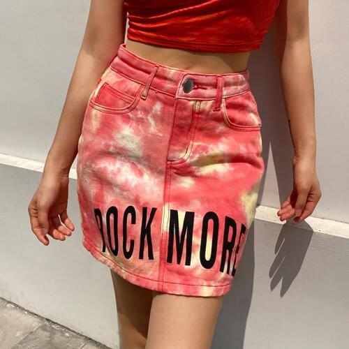 Lette Print Y2k Mini Skirt Sexy Bodycon Casual Summer Button Skirts Streetwear High Waist Pocket Party 2021 Buttock Women Skirt