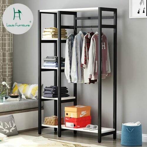Louis Fashion Coat Racks Bedroom Floor Modern Simple Steel and Wood Creative Clothes Storage