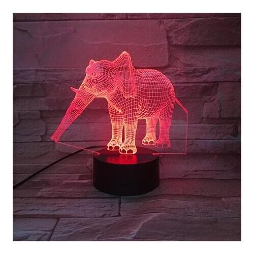 Cartoon Led Night Light 3D Elephant Acrylic Table Lamp Smart Phone Color Control Kids Bedroom Nightlights