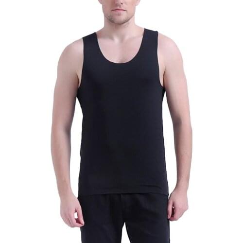 Men Low-cut Neck Sleeveless Solid Color Seamless Cotton T-shirt Fitness Vest