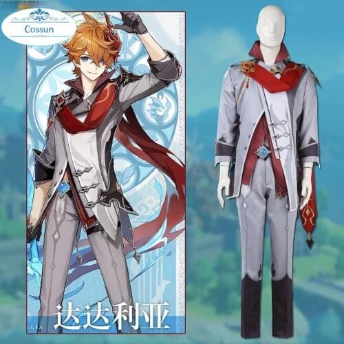 [Customized] Anime! Genshin Impact Tartaglia Ajax Game Suit Handsome Uniform Cosplay Costume Halloween Party Outfit Men 2021 NEW