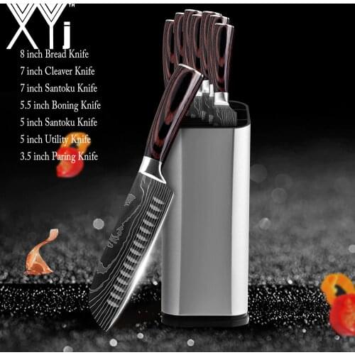Kitchen Knife Set Stainless Steel Knife Holder Gift Knife Cover Santoku Utility Cleaver Bread Paring Nakiri Knives Cutter Tools