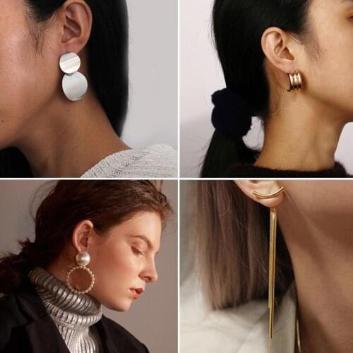 New Fashion Alloy Dangle Drop Earrings For Women Geometric Round Heart Earrings Wedding 2021 Party Ear Jewelry