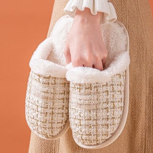 New Women Winter Plush Slippers For Home Non-Slip Soft Warm House Slides Female Bedroom Couples Floor Slippers Platform Shoes