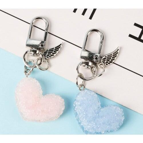 New Charms Love Heart Keychain Rhinestone Beads Key Ring Handbag Hanging Pendant Keyring Bag Car Jewelry Couple Gift Keyfob