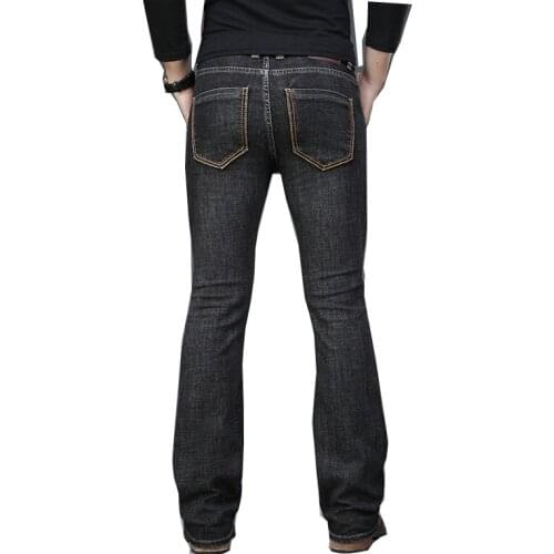 Pantalones vaqueros Acampanados para hombre, Jeans elásticos negros de corte de pierna, holgados, de diseñador clásico