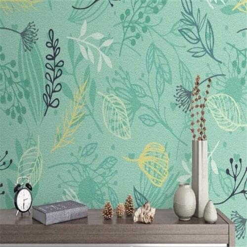 Pastoral Fresh Wallpapers for Walls 3D Nature Wall Murals Blue Leaf Wall Papers Home Decor Walls Living Room Bedroom HD Murals
