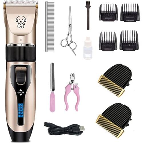 Rechargeable Professional Hair Clipper Pet Hair Trimmer Dog Hair Clipper Grooming Shaver Set Low-Noise Pets Hair Cut Machine