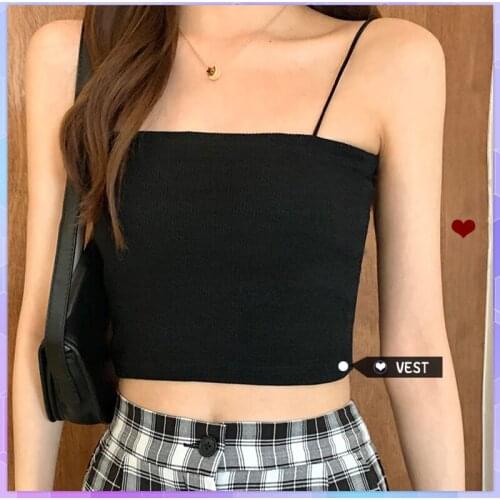 Solid Sexy Tank Top Camis Black Halter Crop Tops Women Short Tube Top Female Thin Strap Basic Vest Shirt Sleeveless Camisole