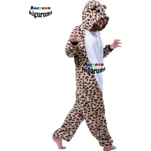 Soft Leopard Bear Onesie Animal Kigurumi Men Pajamas For Adults Cartoon Fleece Overall Winter Button Jumpsuit Homewear Costume