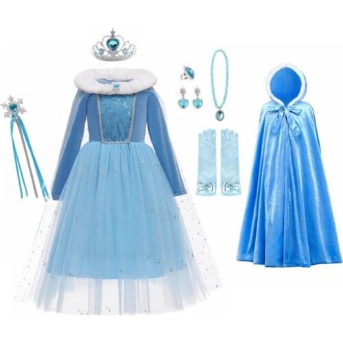 Elsa Birthday Dress Girl Princess Long Sleeve