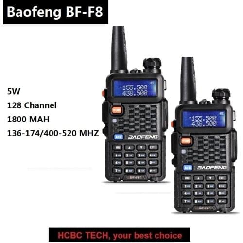 2PCS BAOFENG BF-F8 Walkie Talkie UHF VHF Dual Band Portable CB Radio 1800MAH Police Scanner Mobile Transceiver Similar GT-3