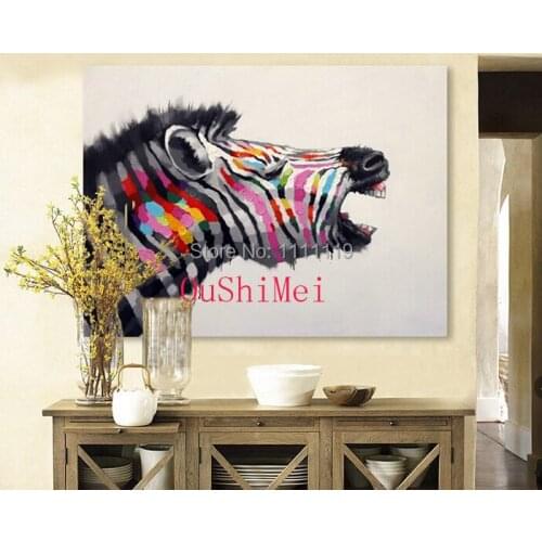 Hand Painted Modern knife Pictures On Canvas Beautiful Colours Animals Oil Painting For Decor Wall Abstract Zebra Painting