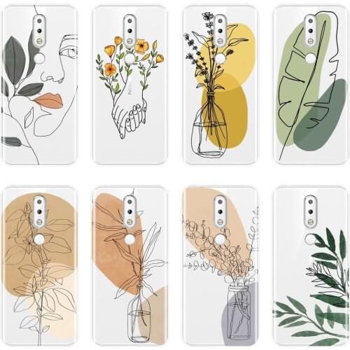 Back Cover For Nokia 4.2 3.2 Aesthetic Flower Art Floral Simple Silicone Soft Case For Nokia 7.1 6.1 5.1 3.1 2.1 Plus Phone Case