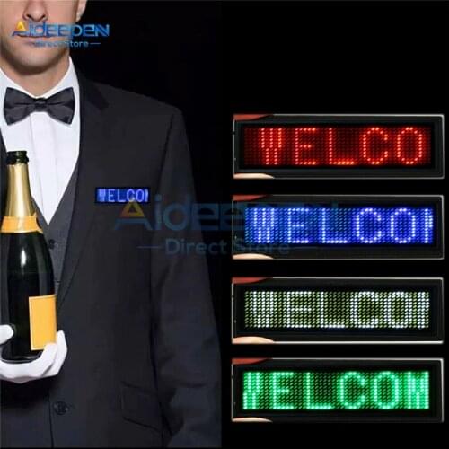 Mini LED Digital Display Programmable Rechargeable Name Badge Scrolling display Message Tag Badge Support 15 Languages For Event