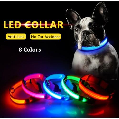 Glowing LED Dog Collar Anti-Lost Nylon Light Collar For Dogs Puppy at Night Cool Pug Dog Supplies Pet Products Accessories