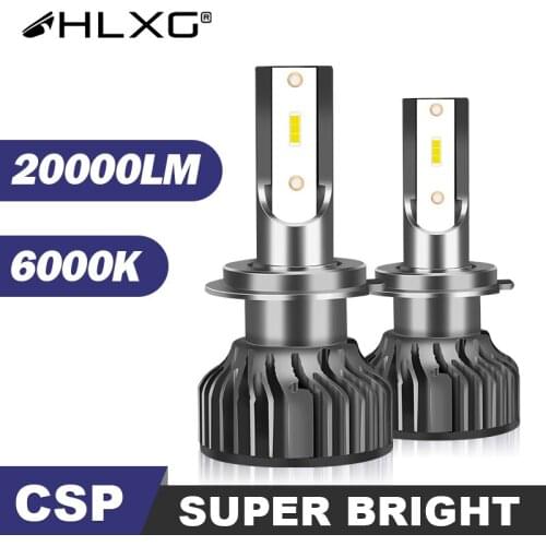 HLXG lampada led h7 HB3 HB4 LED luces headlight car H11 lamp fog Light H1 led 9005 9006 H8 H9 h4 led auto 12V 20000LM 6000K bulb