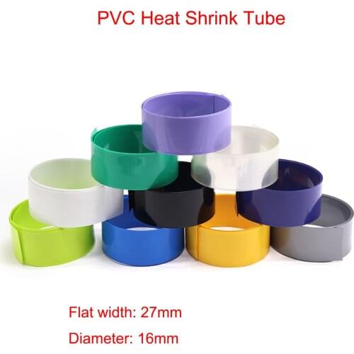 3 Meters PVC Heat Shrink Tube Width 27mm Dia 16mm 16340 123A Lithium Battery Pack Insulated Film Wrap Protect Case Cable Sleeve