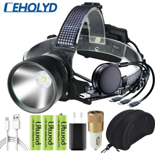 XHP90.2 Cooling Fan 7-Core Led Headlight Zoomable Headlamp Head Flashlight Lamp Power Torch Light 18650 Battery Powerbank